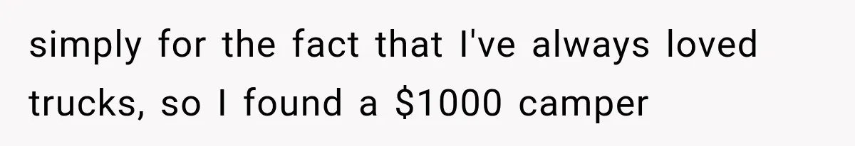 simply for the fact that I've always loved trucks, so I found a $1000 camper
