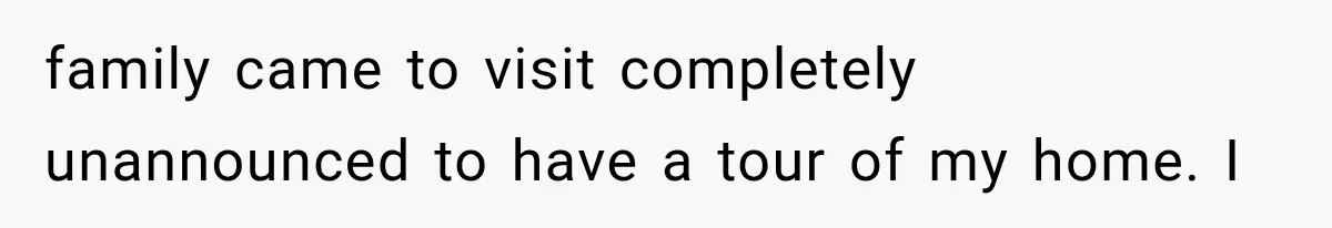 family came to visit completely unannounced to have a tour of my home. I