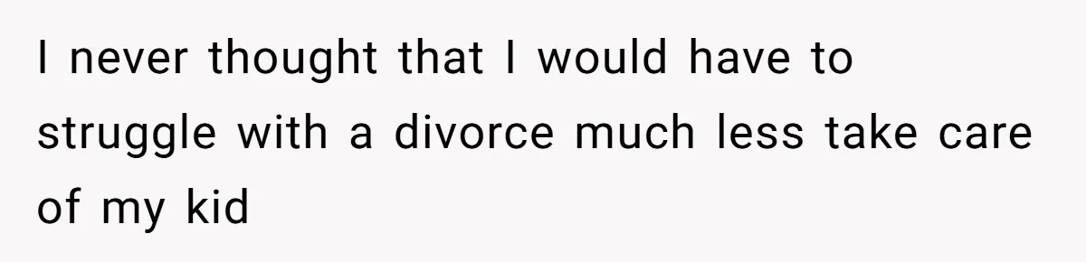 I never thought that I would have to struggle with a divorce much less take care of my kid