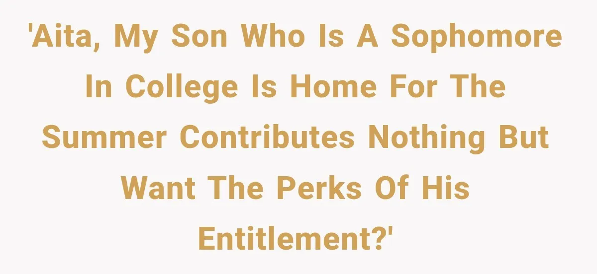 'AITA, my son who is a sophomore in college is home for the summer contributes nothing but want the perks of his entitlement?'