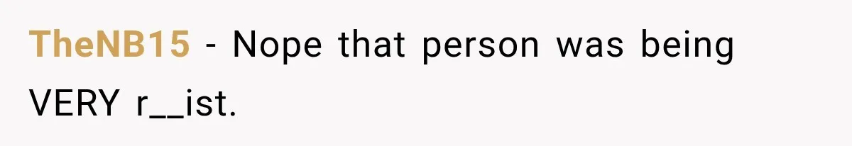 TheNB15 − Nope that person was being VERY r__ist.