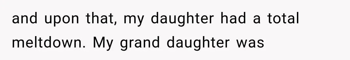 and upon that, my daughter had a total meltdown. My grand daughter was