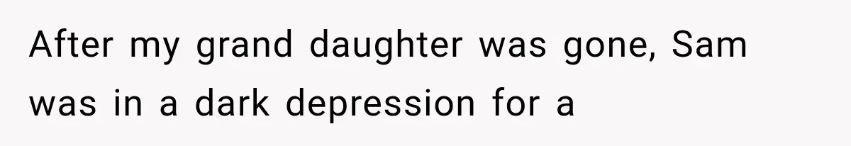 After my grand daughter was gone, Sam was in a dark depression for a