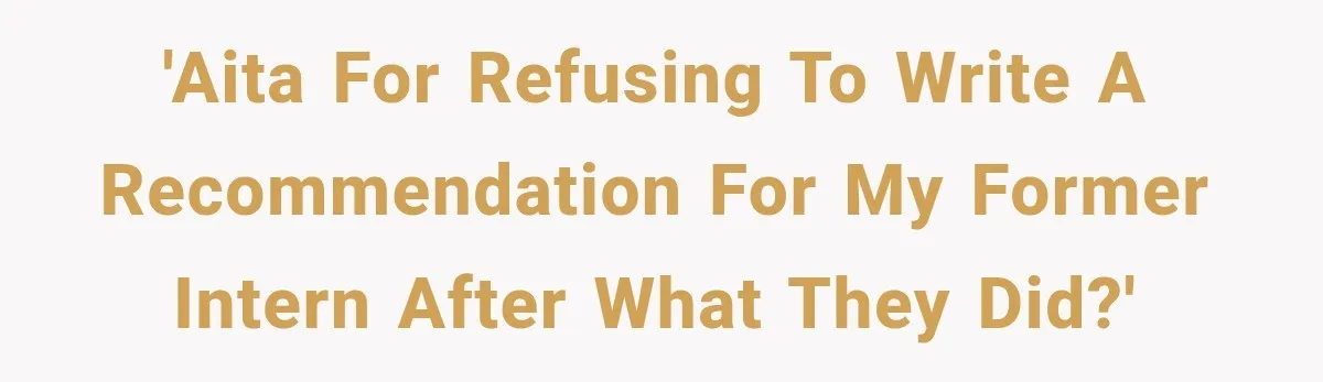 'AITA for refusing to write a recommendation for my former intern after what they did?'