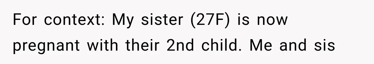 For context: My sister (27F) is now pregnant with their 2nd child. Me and sis