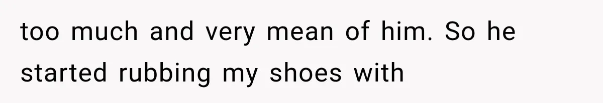 too much and very mean of him. So he started rubbing my shoes with