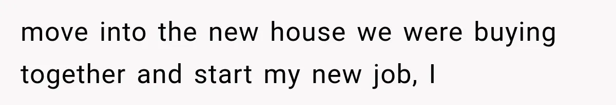 move into the new house we were buying together and start my new job, I