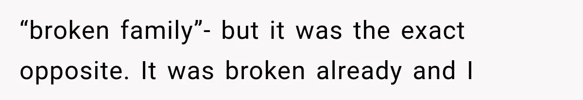 “broken family”- but it was the exact opposite. It was broken already and I