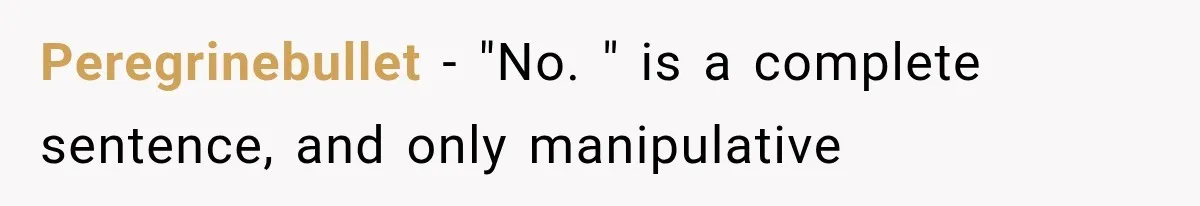 Peregrinebullet − "No. " is a complete sentence, and only manipulative