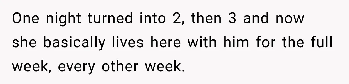 Stepson’s Girlfriend Moves In Half The Time, But His Parents Feel Like Invisible Roommates One night turned into 2, then 3 and now she basically lives here with him for the full week, every other week.