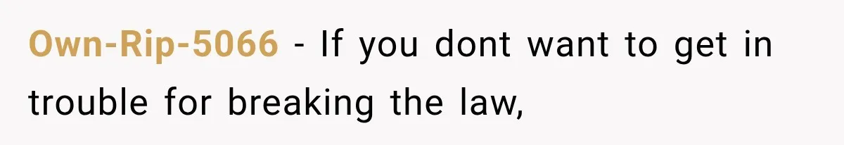 Own-Rip-5066 − If you dont want to get in trouble for breaking the law,