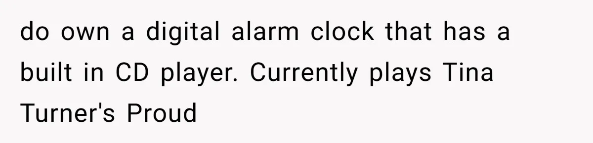 do own a digital alarm clock that has a built in CD player. Currently plays Tina Turner's Proud