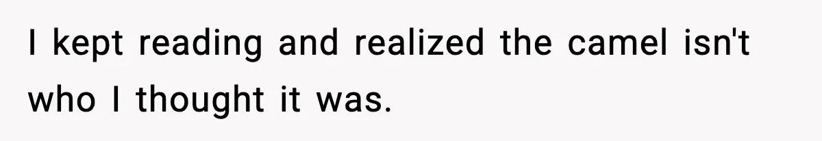 I kept reading and realized the camel isn't who I thought it was.