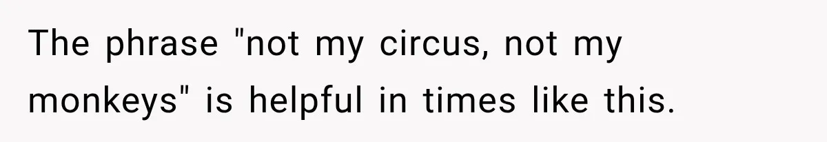 The phrase "not my circus, not my monkeys" is helpful in times like this.