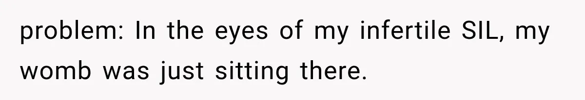 problem: In the eyes of my infertile SIL, my womb was just sitting there.