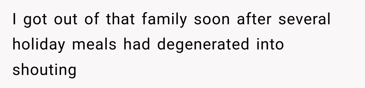 I got out of that family soon after several holiday meals had degenerated into shouting