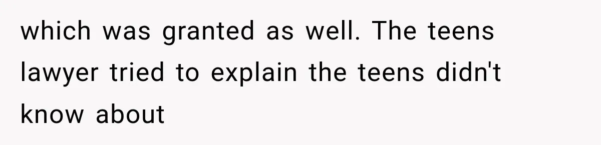 which was granted as well. The teens lawyer tried to explain the teens didn't know about