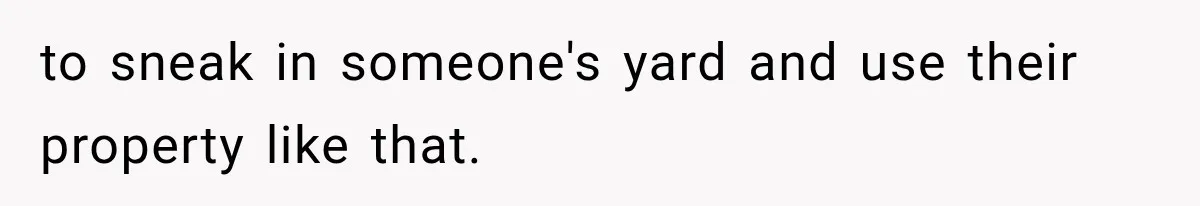to sneak in someone's yard and use their property like that.