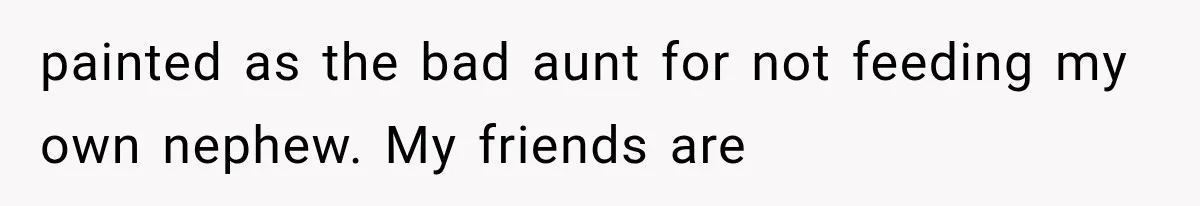 painted as the bad aunt for not feeding my own nephew. My friends are