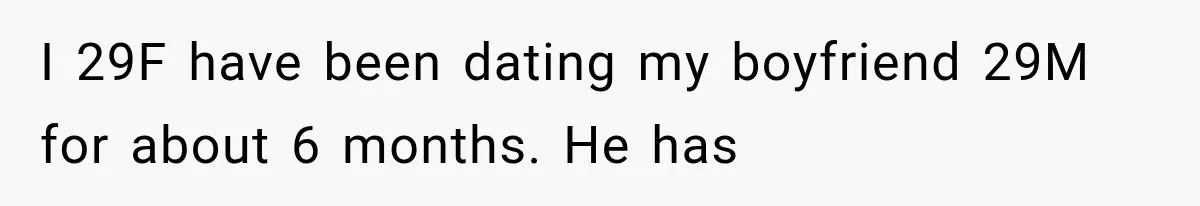I 29F have been dating my boyfriend 29M for about 6 months. He has