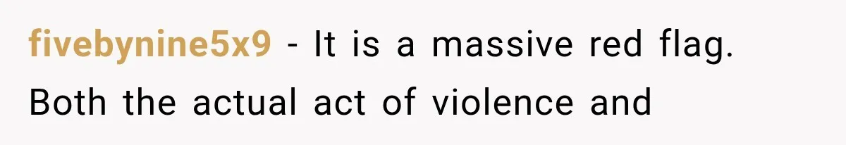 fivebynine5x9 − It is a massive red flag. Both the actual act of violence and