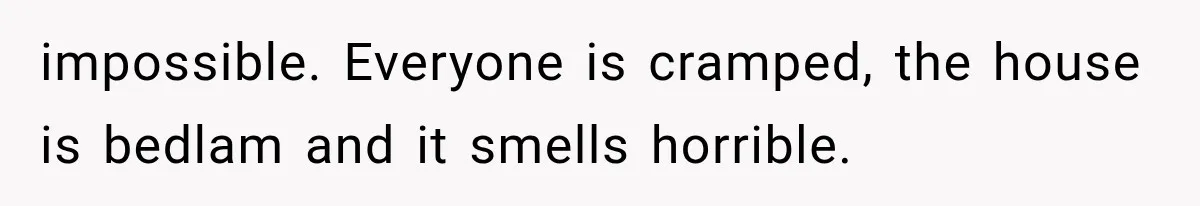 Father Welcomes His Children Home, But Years Later He Feels Trapped In His Own House impossible. Everyone is cramped, the house is bedlam and it smells horrible.