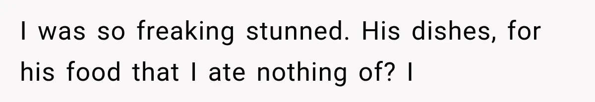 I was so freaking stunned. His dishes, for his food that I ate nothing of? I