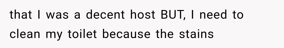 She Invited Her Best Friend To Celebrate Her Dream Home, But He Left Only Criticism Behind that I was a decent host BUT, I need to clean my toilet because the stains