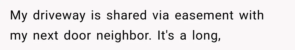 My driveway is shared via easement with my next door neighbor. It's a long,