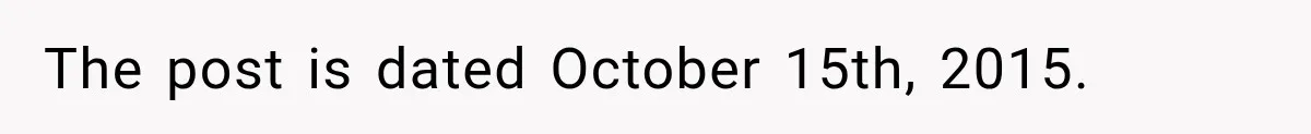 The post is dated October 15th, 2015.