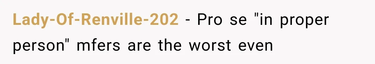 Lady-Of-Renville-202 − Pro se "in proper person" mfers are the worst even