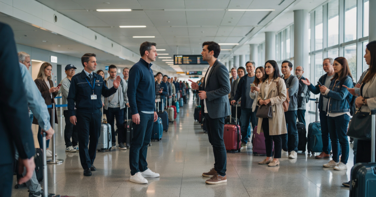 Man Tried to Skip a 40-Person Airport Line, Then Picked the Wrong Travelers to Intimidate Man Tried to Skip a 40-Person Airport Line, Then Picked the Wrong Travelers to Intimidate