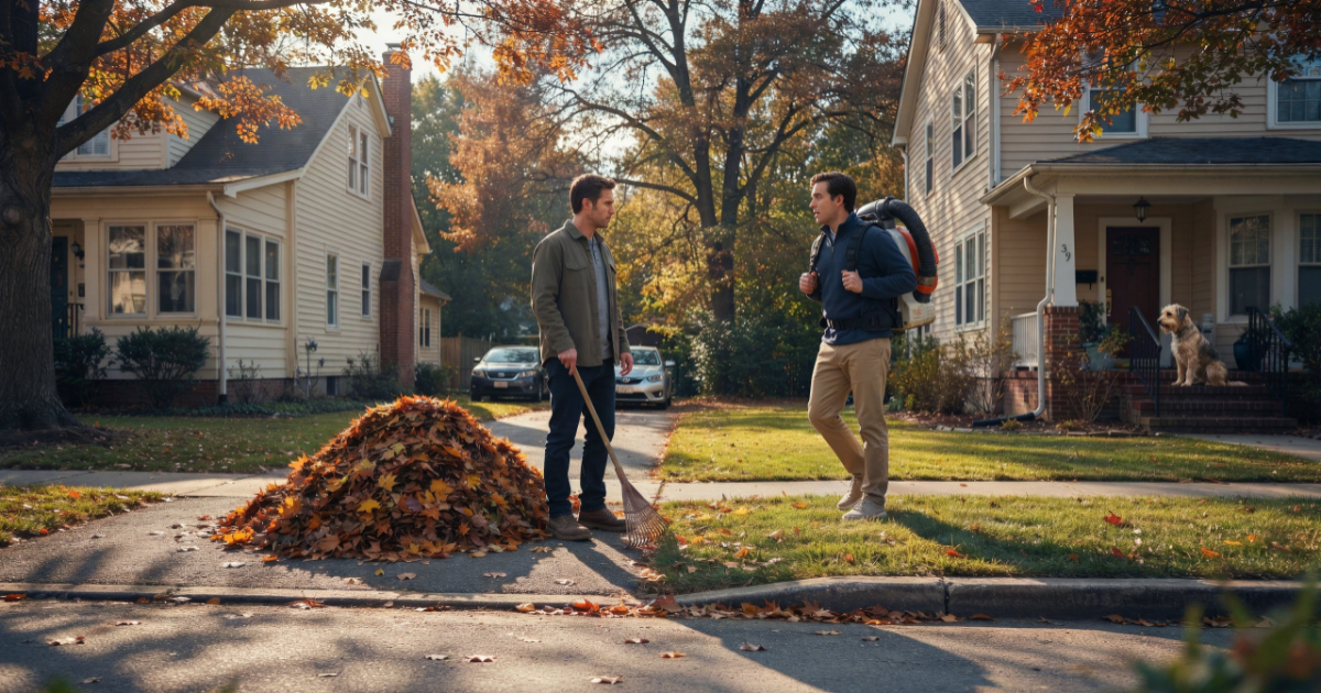 Neighbor Keeps Blowing Leaves Into His Yard, So Homeowner Delivers Them Right Back Neighbor Keeps Blowing Leaves Into His Yard, So Homeowner Delivers Them Right Back