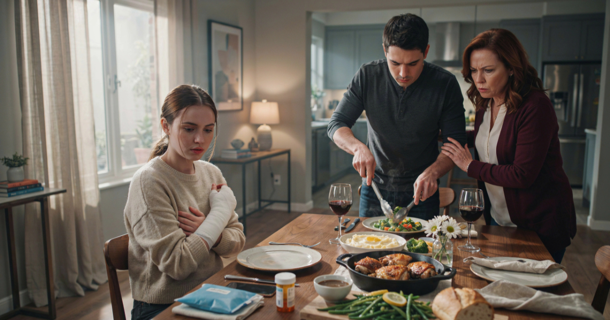 Woman Recovers From Surgery While Boyfriend Tries To Eat Her Dinner Too