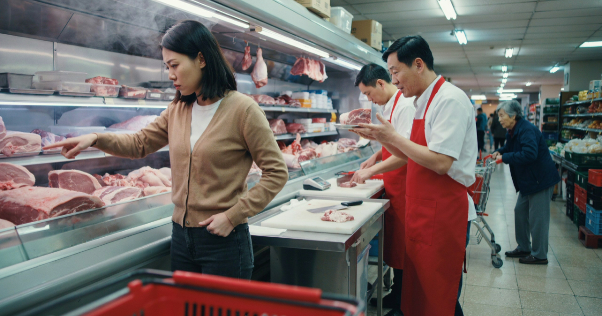 Woman Points to the Exact Beef She Wants, Then Two Butchers Somehow Make Buying It Impossible