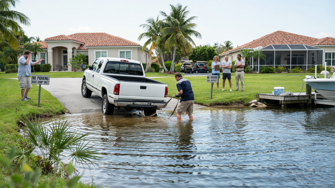 Homeowner Kept Blocking the Community Boat Ramp, Then His Truck Rolled Straight Into the Lake
