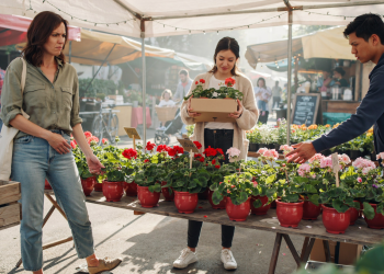 Woman Tries to Take Another Shopper’s Geraniums, But Her Plan Backfires at the Market