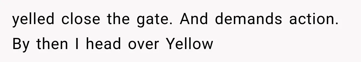 yelled close the gate. And demands action. By then I head over Yellow
