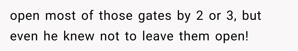 open most of those gates by 2 or 3, but even he knew not to leave them open!