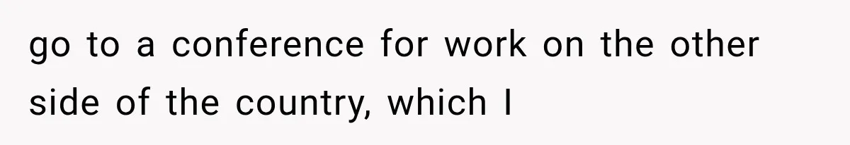 go to a conference for work on the other side of the country, which I