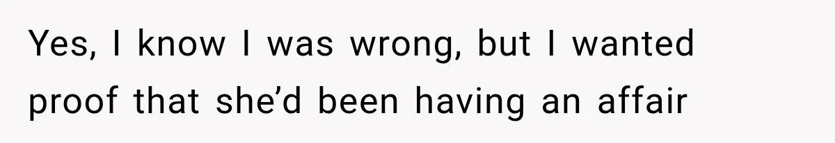 Yes, I know I was wrong, but I wanted proof that she’d been having an affair