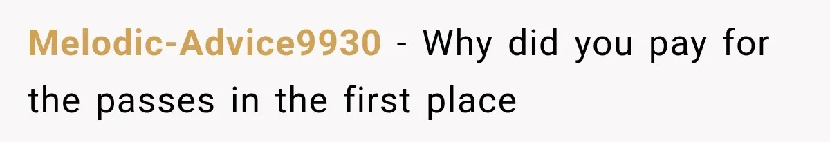 Melodic-Advice9930 − Why did you pay for the passes in the first place