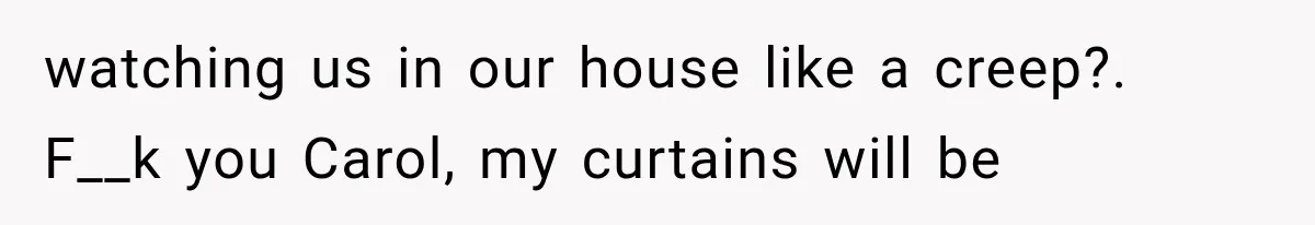 Neighbor Complained About Seeing Into Their Home, So The New Homeowner Had The Perfect Response watching us in our house like a creep?. F__k you Carol, my curtains will be