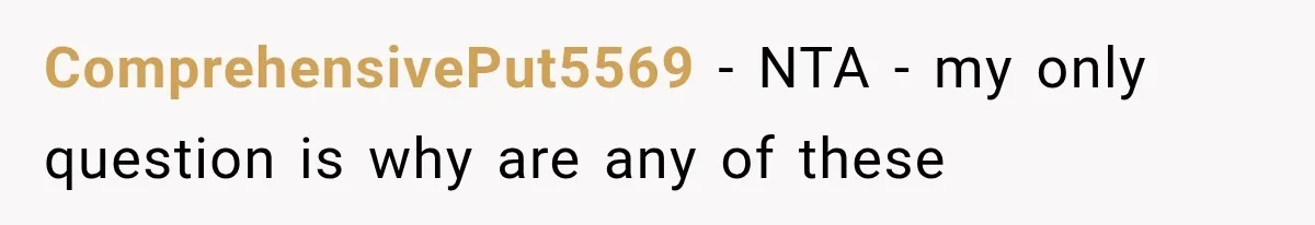 ComprehensivePut5569 − NTA - my only question is why are any of these