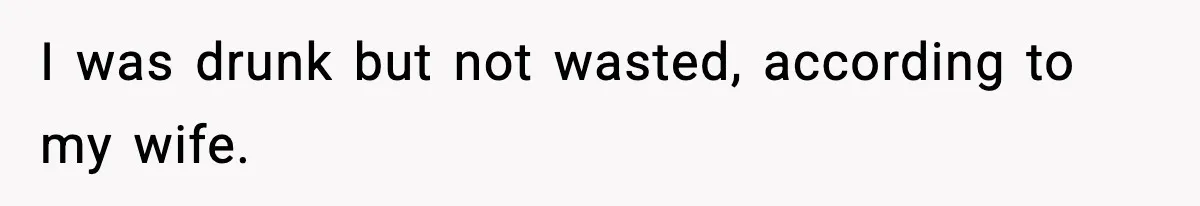 I was drunk but not wasted, according to my wife.