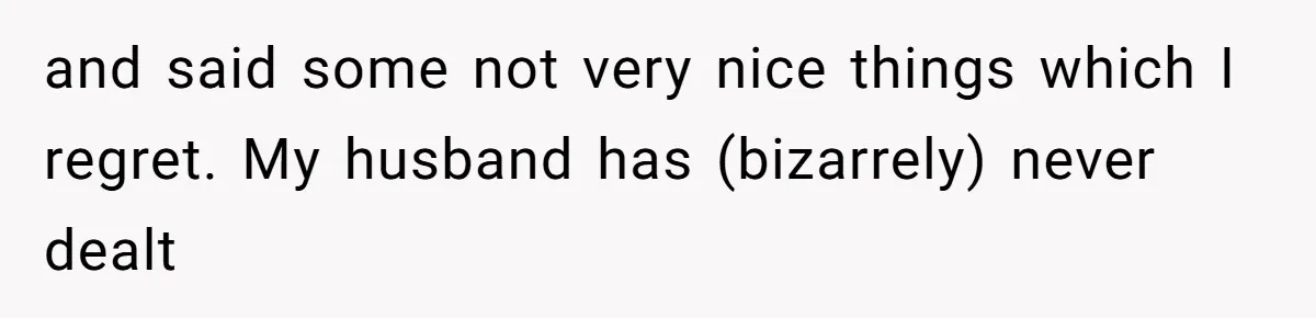 and said some not very nice things which I regret. My husband has (bizarrely) never dealt