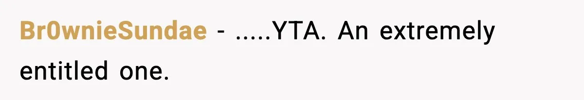 Br0wnieSundae − .....YTA. An extremely entitled one.
