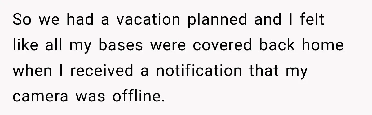 So we had a vacation planned and I felt like all my bases were covered back home when I received a notification that my camera was offline.