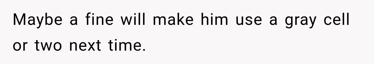 Maybe a fine will make him use a gray cell or two next time.