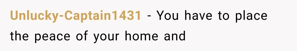 Unlucky-Captain1431 − You have to place the peace of your home and